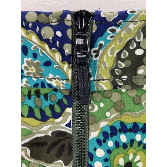 Etcetera Green Paisley Cotton Knee Length Straight Pencil Skirt Size 4 - Picture 6 of 9